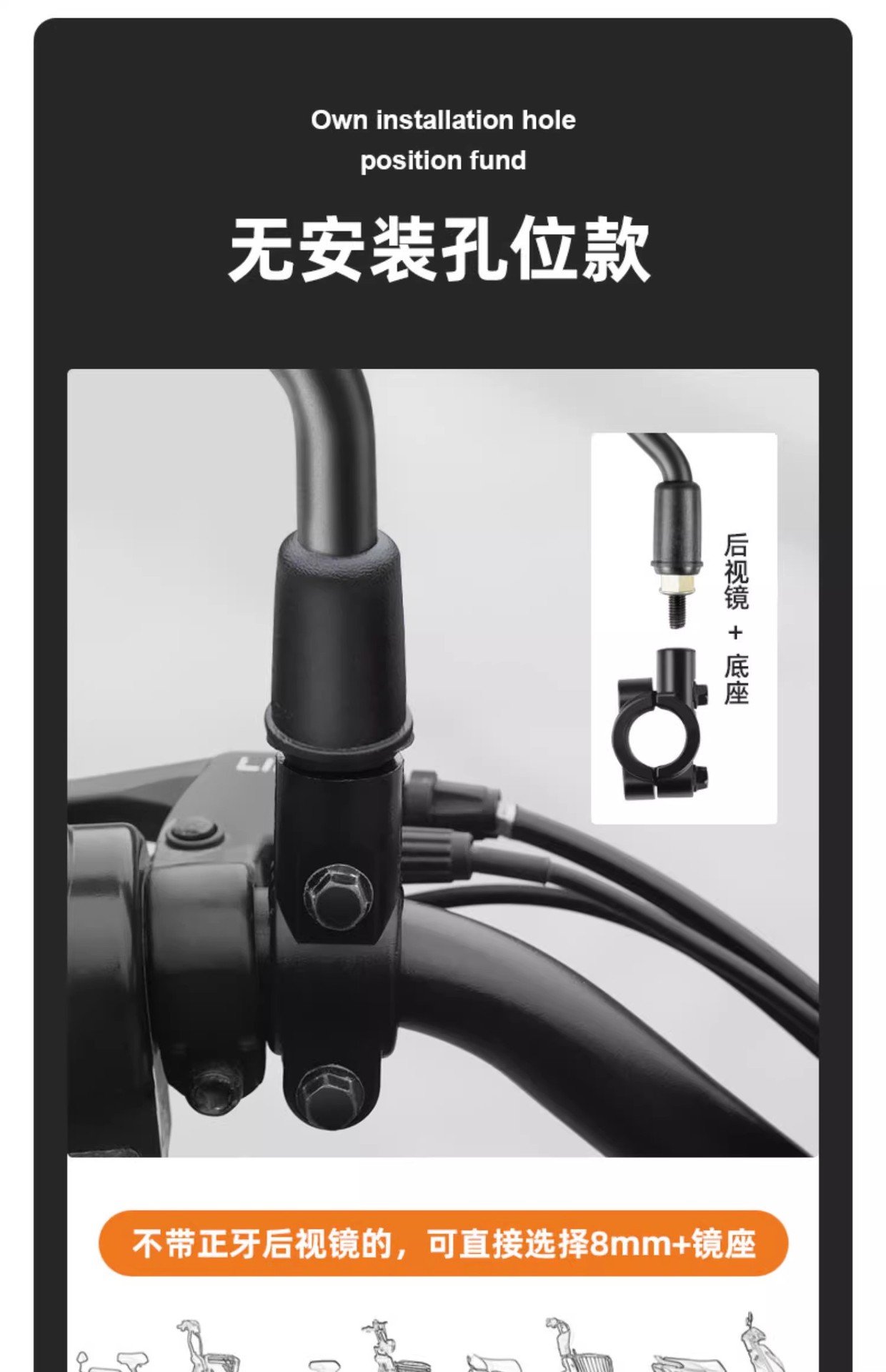 Electric Vehicle Rearview Mirror, Yadi Universal Battery Vehicle, Taoling Reflector, Guanneng Special Mirror, M6 Reversing Mirror