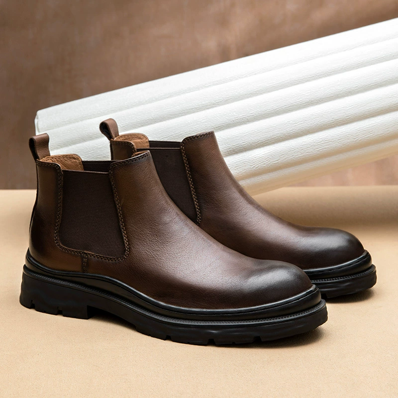Челси сапоги мужские кожаные высокие британские ретро мягкие кожаные короткие сапоги осень-зима новые толстокожие кожаные дышащие сапоги Мартин