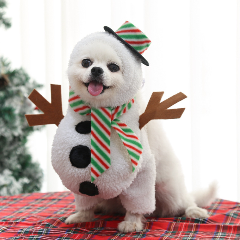 新款搞怪秋冬小中大型犬狗狗貓咪聖誕寵物用品衣服飾雪人變身裝