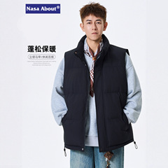 NASA冬季加厚保暖立领马甲棉衣男休闲宽松纯色百搭秋冬款棉服外套