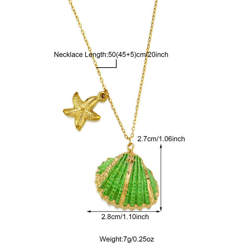 Holiday, Daily Occasion Wholesale Jewelry Simple Style Classic Style Shell 304 Stainless Steel Patchwork Inlaid Shell Pendant Necklace