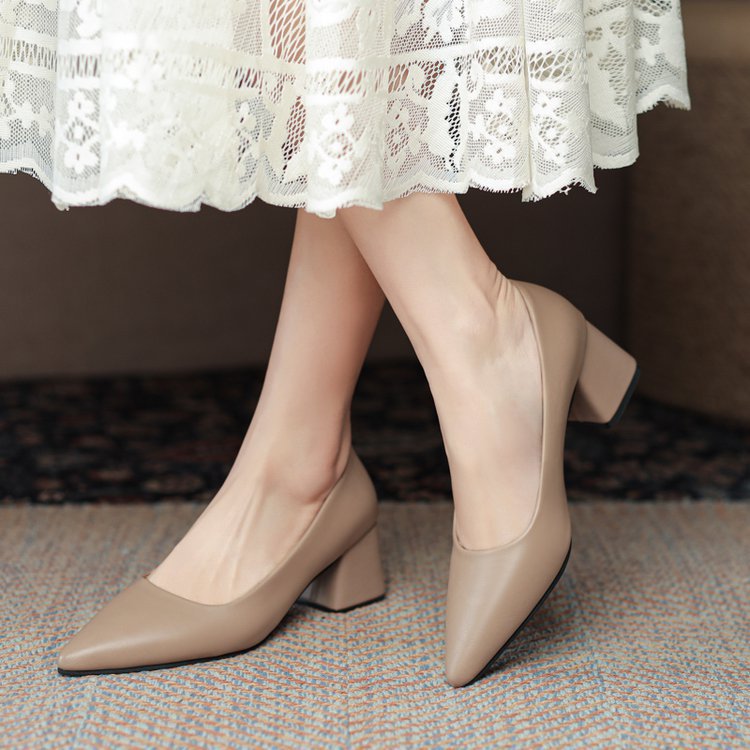 Demi-season fashionable high heels pointed-toe low-cut