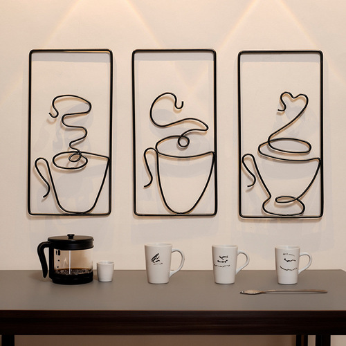 Nordic style living room wall decoration painting milk tea shop restaurant background wall hanging high-end light luxury iron painting hanging painting