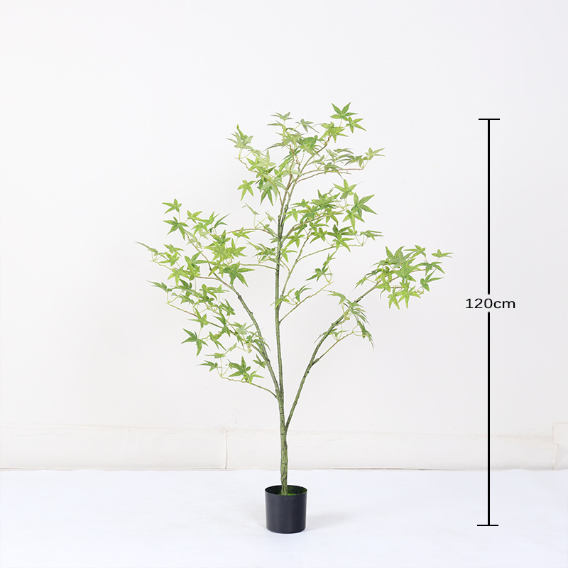 Mini planta en maceta de hoja de arce verde regular 120cm (viene con una maceta negra)