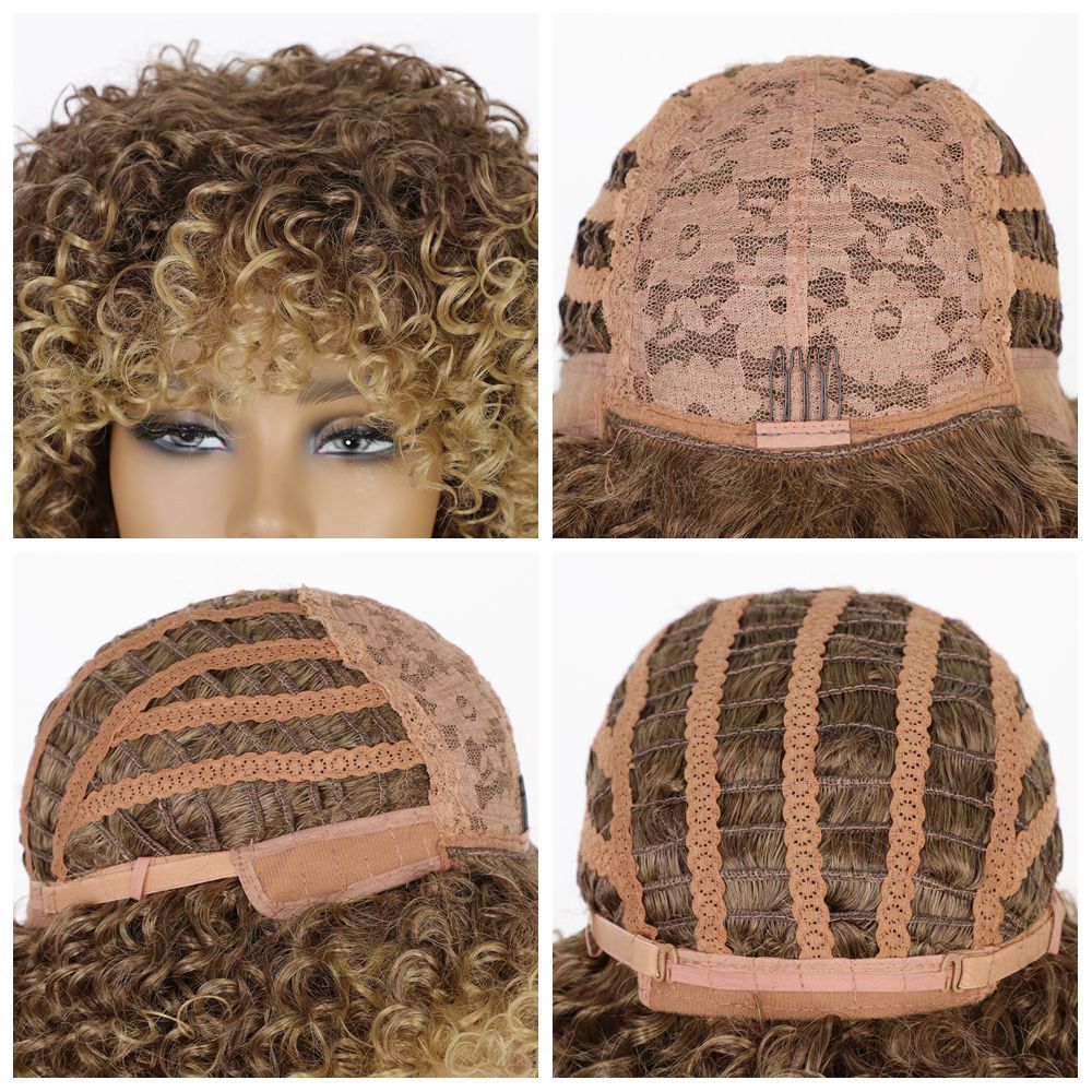África comercio exterior explosivo cabeza pequeña pelucca damas corta cabeza negra pequeña pelucca Curly Afro Wig