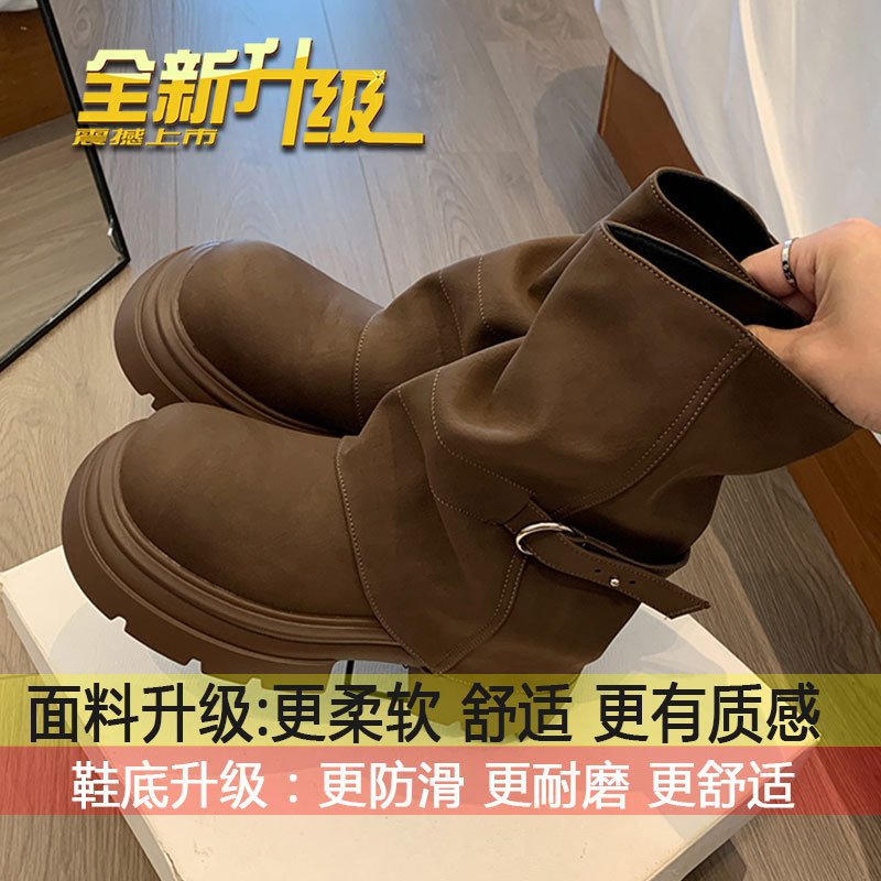 Super caliente, botas Martin de altura, botas medias de suela gruesa para mujeres, otoño de 2026, nuevas botas cortas de estilo británico de alto nivel