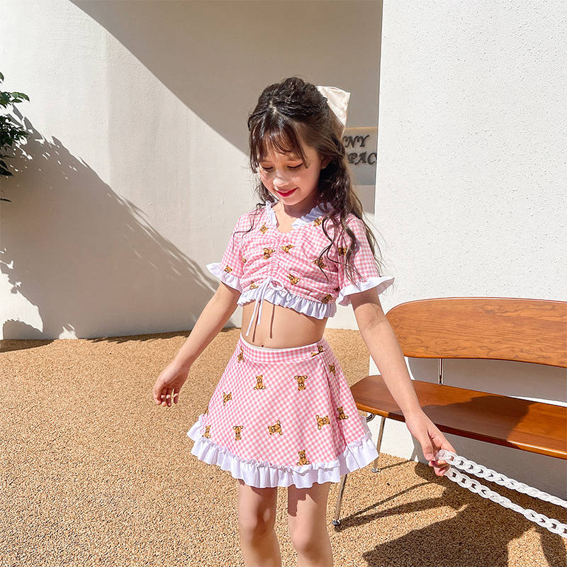 Los niños traje de baño vacaciones split falda dibujos animados moda estilo occidental niños agua jardín baño primavera caliente