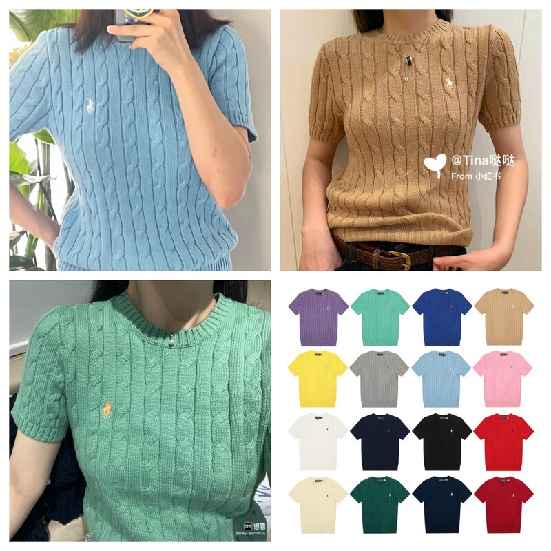 High-Quality Scannable 16-Color Logo Knitted Embroidered Small Label Round Neck T-Shirt Short-Sleeved Classic Trendy Brand