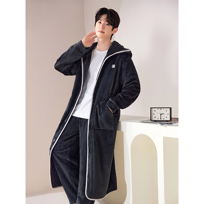 Hooded black nightgown for men + pants