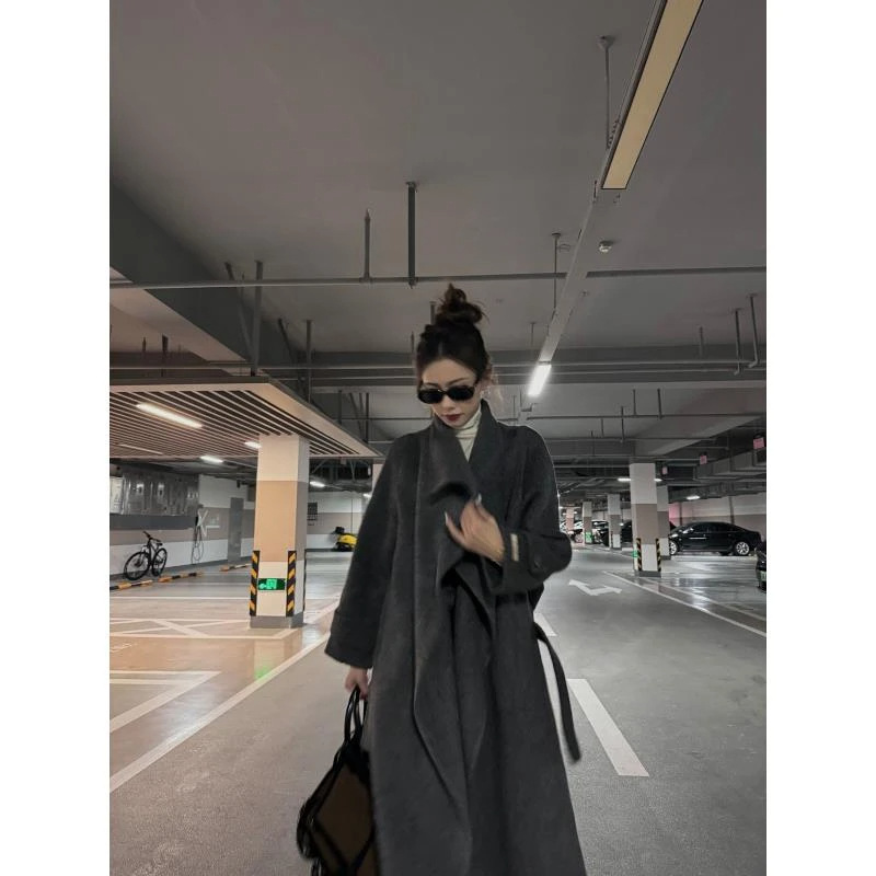 한국식 양모 코트 그레이백 대형 옷깃 양모 코트 가을 · 겨울 새 긴 양면 양모 코트
