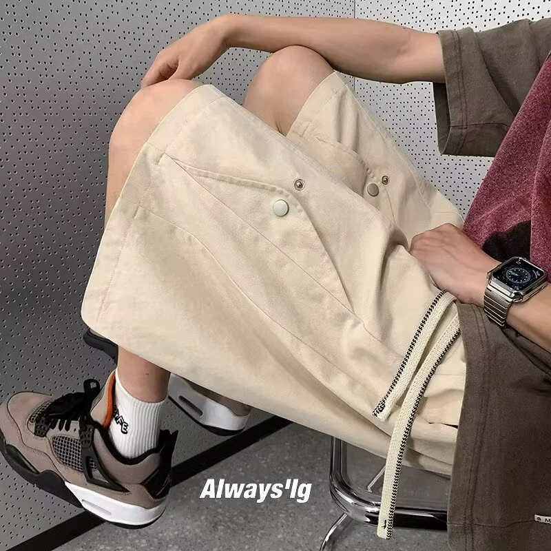 Шорты для мужчин, летний дизайн, чувство ниши, укороченные брюки прилив, повседневные брюки oversize, большие американские брюки