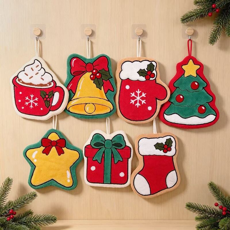 Wonderful Christmas Hand Towel, Hanging Type, Thickened, Absorbent, Bathroom Hand Towel, Cute Children's Hand Towel for Home Use, Christmas Wonderful Christmas Hand Towel, Hanging Type, Thickened, Absorbent, Bathroom Hand Towel, Cute Children's Hand Towel for Home Use, Christmas
