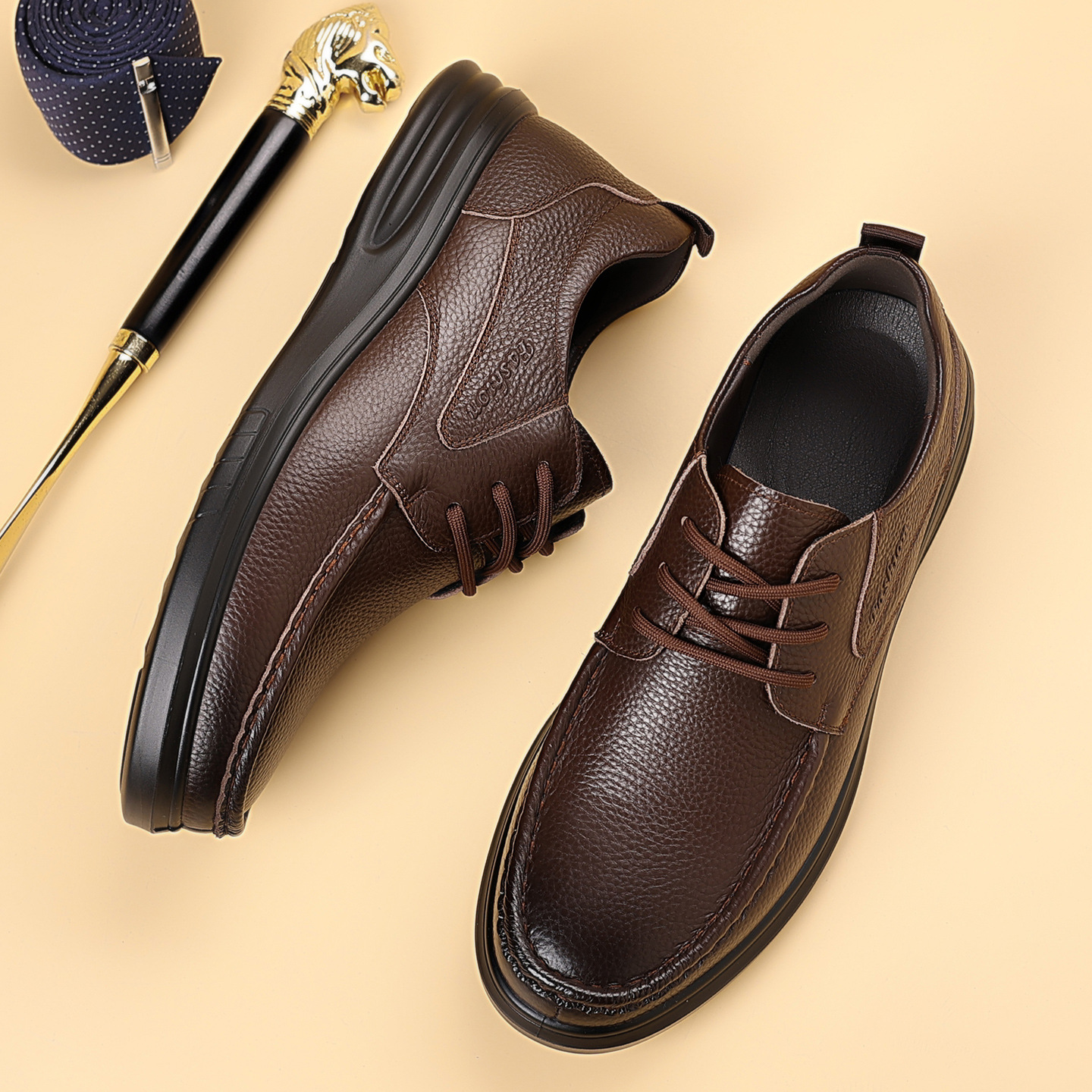 Herren Lederschuhe Für Freizeit Und Business Atmungsaktiv_voghion.com