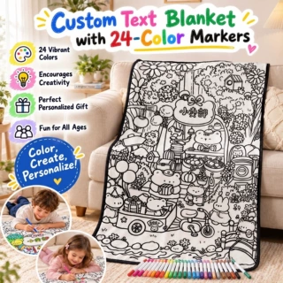 跨境blankets绘画diy涂鸦毛毯涂色毯可洗涂鸦毯子着色毯礼品毯