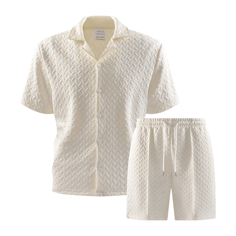2026 primavera transfronteriza Amazon con solapa polo camiseta nuevo hombre moda casual pantalones cortos de mangas cortas dos piezas image 2