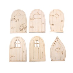 Cross-border 6pcs Wooden Fairy Door Doll House Wood Little Elf Door Fairy Door Fairy Door DIY Decor