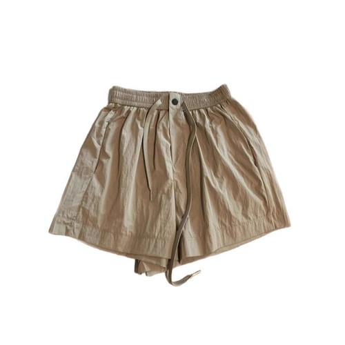 Summer drawstring elastic waist loose casual work shorts for women, slimming, petite, thin sports wide-leg pants for women