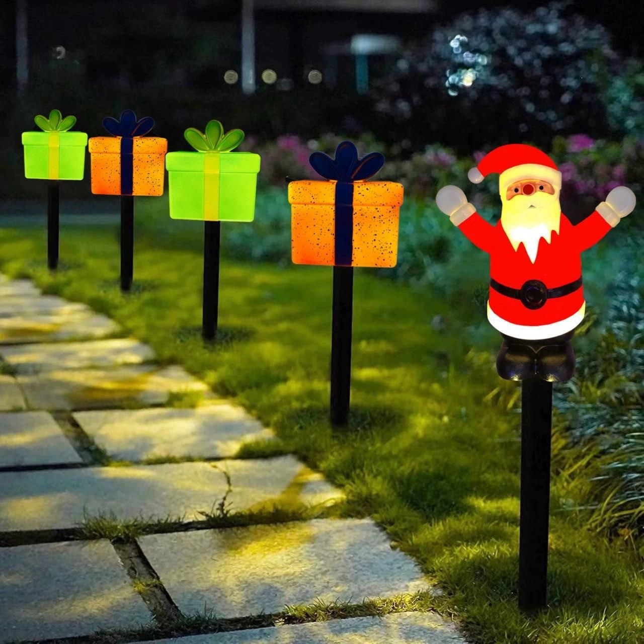 Santa Claus transfronterizo iluminación de césped al aire libre luz de jardín LED de Navidad luz solar luz de césped image 5