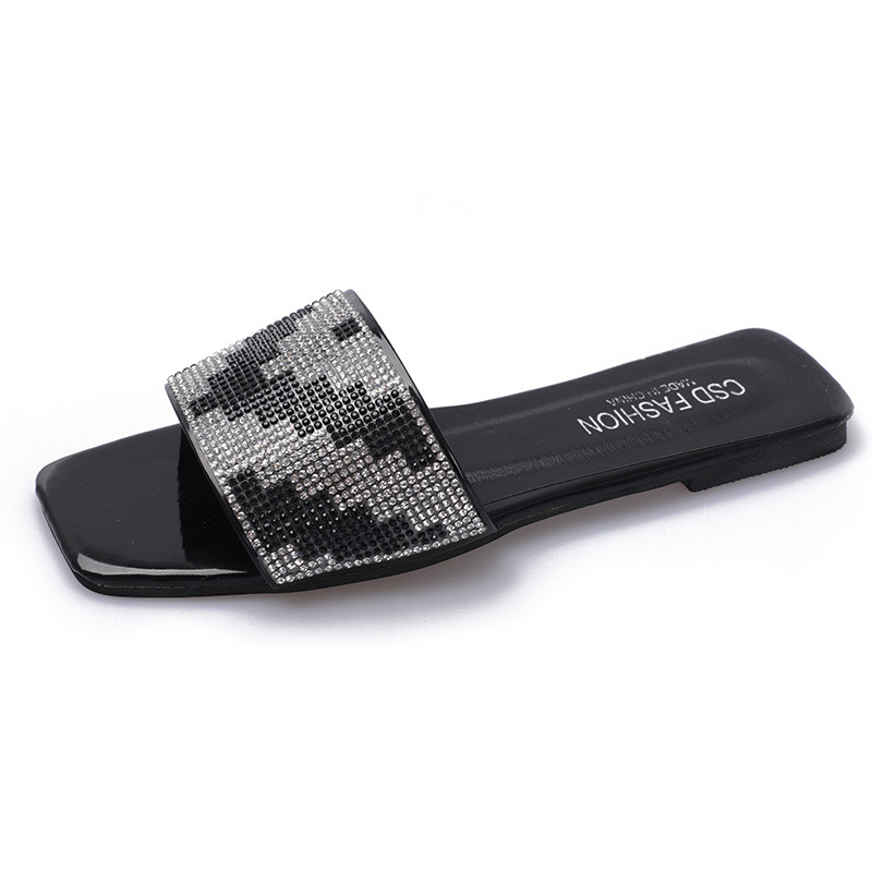 Ladies large size slippers 2023 summer wear checkerboard flat flip flops casual beach sandals and slippers women 35-42_voghion.com