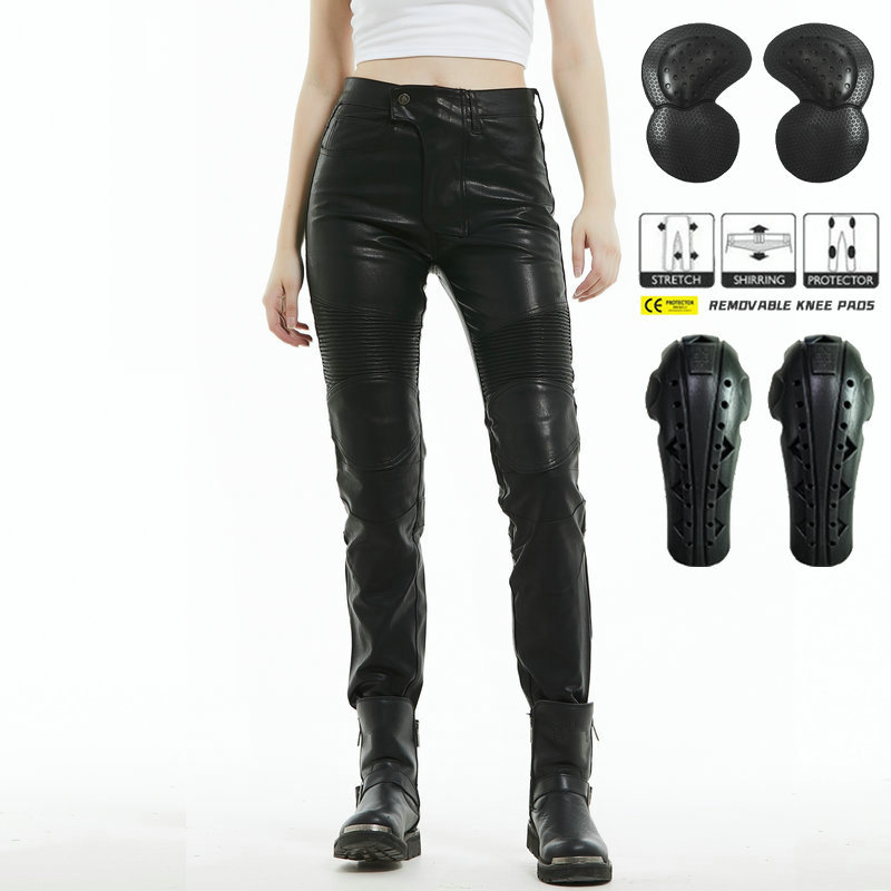 VOLERO pantalones de motocicleta pantalones de montar motocicleta vintage casual de Mujer Pantalones anticaídas Knight pantalones impermeables pantalones de cuero alargados equipo de protección