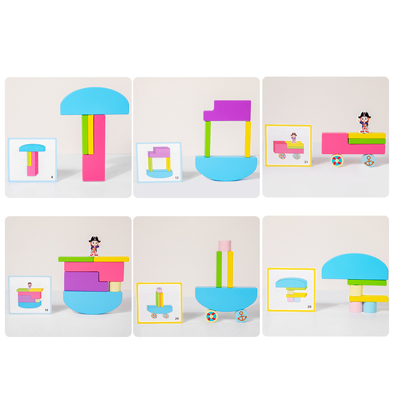 Piratas para niños transfronterizos, bloques de construcción de equilibrio, montones de educación temprana para bebés, montones de juegos de mesa Jenga, tarjetas, juguetes educativos