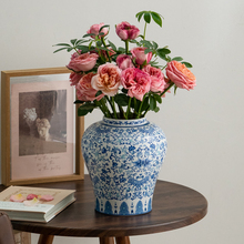 中式复古青花瓷花瓶陶瓷鲜花干花客厅插花摆件古典感轻奢花器
