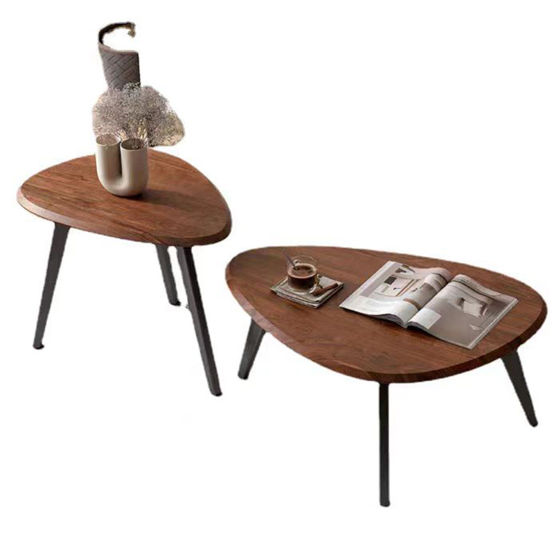 Irregular alta y baja mesa de café simple moderno pequeño apartamento negro nogal tamaño mesa de café combinación creativa sofá mesa lateral