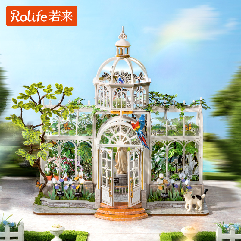Rolife Ruolai Light Oxygen Greenhouse Garden Handmade DIY Miniature House Art House High-Difficulty Model for Women
