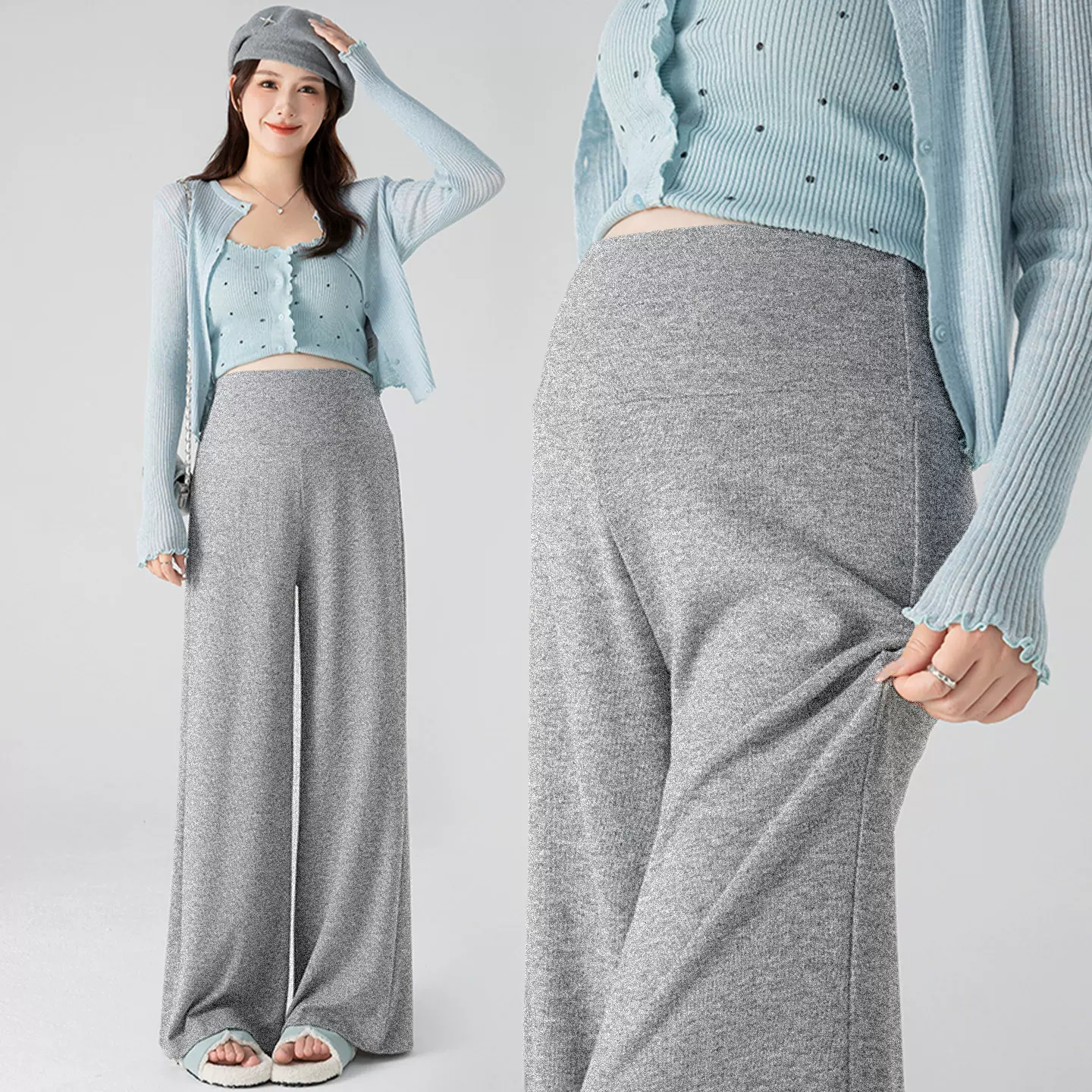 孕妇裤子2025新款外穿不勒肚子孕早中晚期阔腿长裤春秋小个子秋装