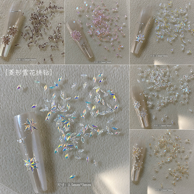 5A Transparent Bottom Zircon Snowflake Diamond Manicure Diamond Flash Mini Small Rhombus Flats Bottom Diamond Transparent Nail Diamond Jewelry 5A Transparent Bottom Zircon Snowflake Diamond Manicure Diamond Flash Mini Small Rhombus Flats Bottom Diamond Transparent Nail Diamond Jewelry