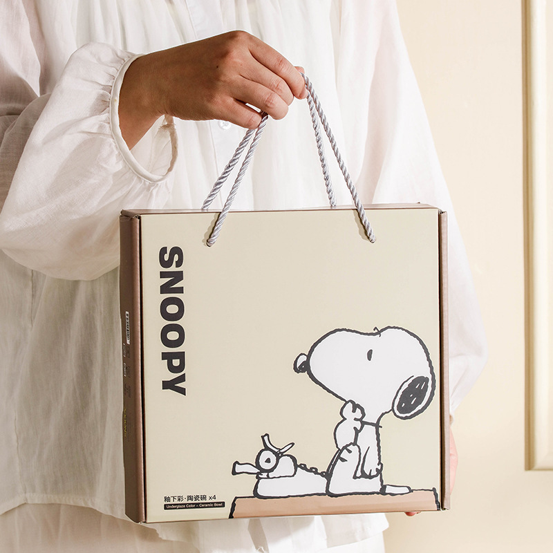 Snoopy cubiertos de cerámica tazón de arroz personal conjunto familiar nuevo regalo de cumpleaños de alto valor