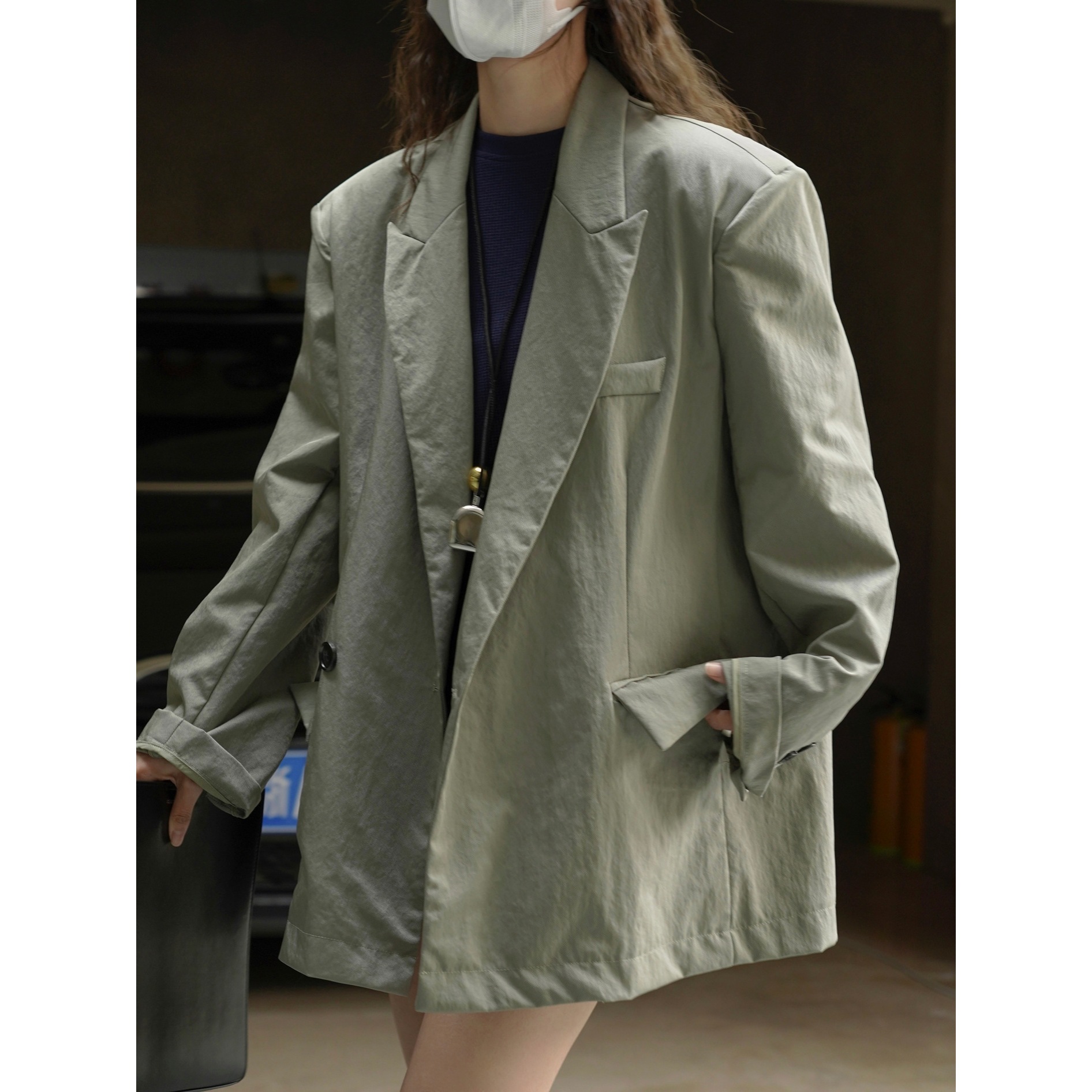 Louvre Spring New Parisian Chic Textured Simple Suit Jacket for Women - Cool, Breathable, Loose Fit, Slimming, Casual Outerwear