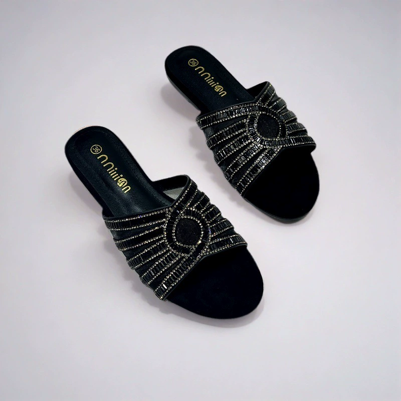 Кросс-бака flat-bottom тапочки модные стразы с высоким подиумом новые дамские тапочки