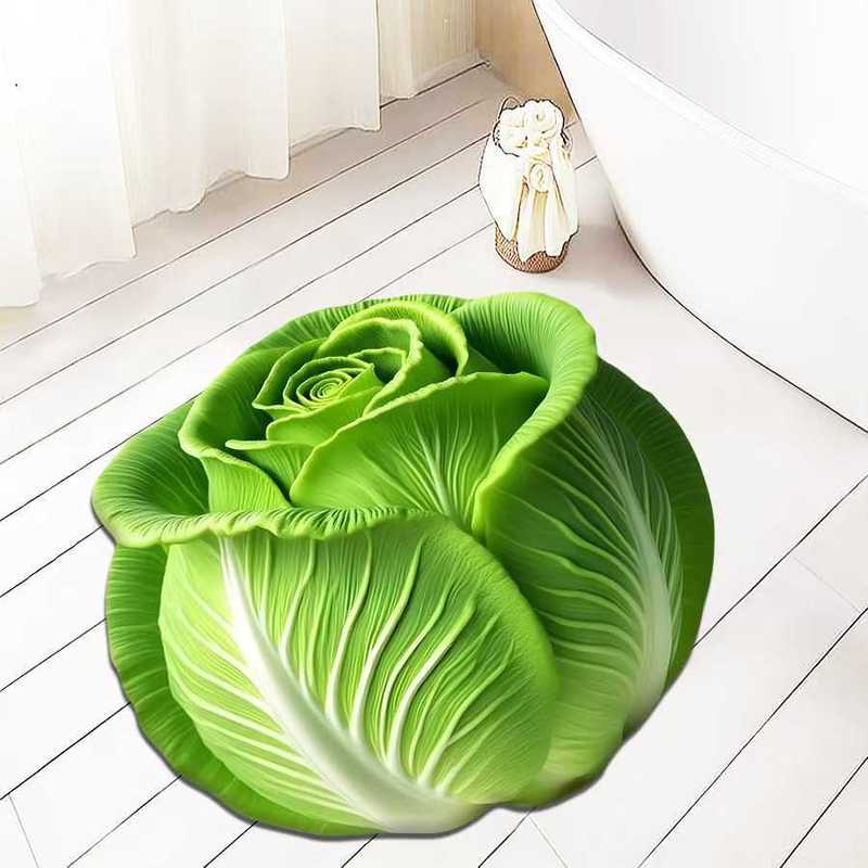 新款3D立体白菜百财水晶绒地垫客厅装饰垫卧室床边毯卫生间吸水垫|undefined