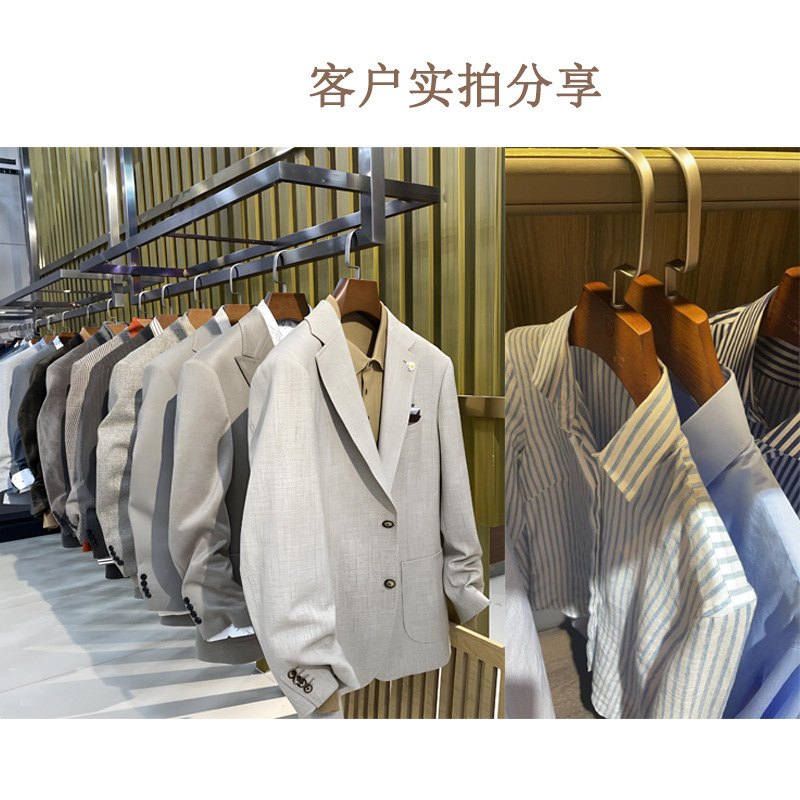 高級ブナ材スーツハンガー、無垢材ワイドハンガー、大型ハンガー、高級感のある衣料品店展示ハンガー、洋服掛け|undefined