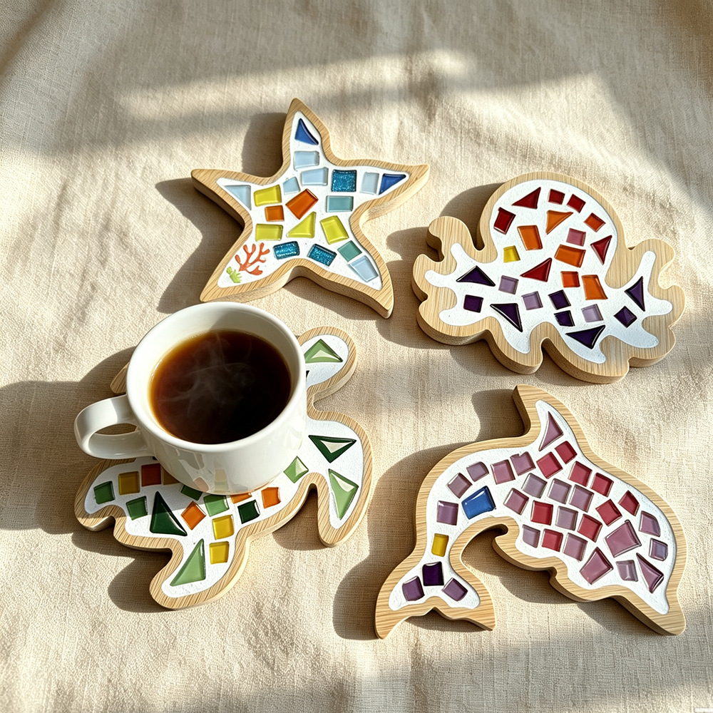 Base de Posavasos para Mosaico de Bambú Artesanal para Hogar