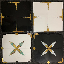 水刀拼花大理石金属马赛克瓷砖轻奢别墅洋房地砖客厅电视柜背景墙