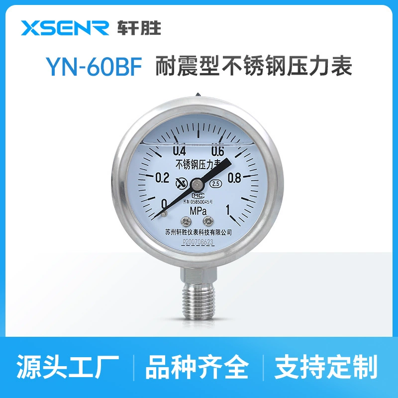 Сучжоу Xuansheng YN60BF 1MPa ударопрочный манометр из нержавеющей стали Антикоррозийный манометр из нержавеющей стали