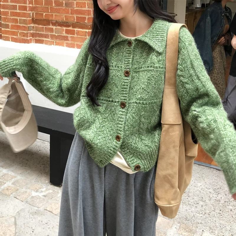 韩版秋季跨境新款设计感小众通勤时尚百搭休闲显瘦长袖针织开衫女|undefined