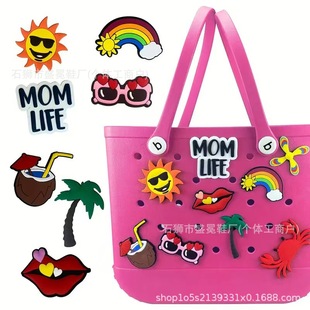 8 Pieces Temu Shein Beach Bag DIY Hole Bag Flower Buckle Decoration Bogg Bag Pendant Decoration