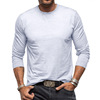 Demi-season solid cotton T-shirt, long-sleeve, round collar, European style