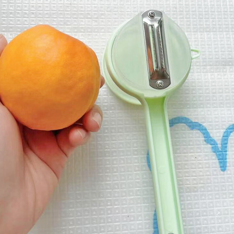 Anti-Splash Fruit and Vegetable Peeling Knife, Melon and Fruit Peeler, Fruit Peeling Knife, Creative Storage Peeler with Storage Box