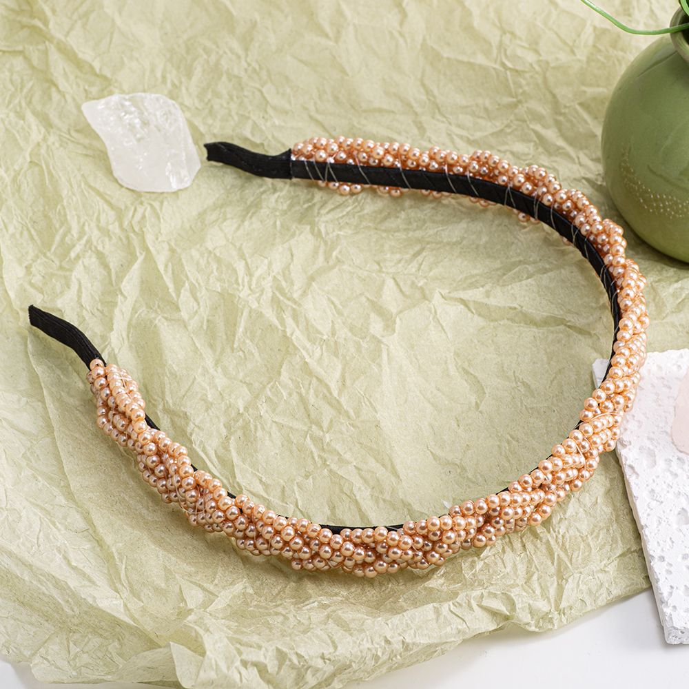 베이지 진주 머리띠