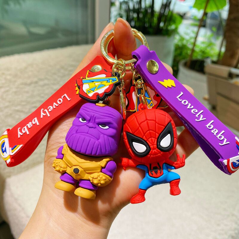 Cartoon Q Version Spider-Man Keychain Pendant Creative Iron Man Captain America Bag Pendant Small Gift Gift