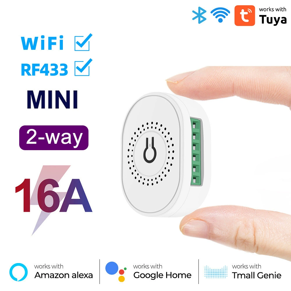 Выключатель Tuya WiFi+433 16A, умный выключатель с двойным управлением, таймером, беспроводной, скрытый, с голосовым управлением, модифицированные детали