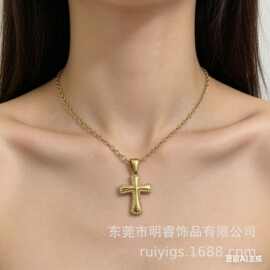 复古真金吊坠钛钢项链美拉德风2026高级新款女式抺油爱心百搭项链