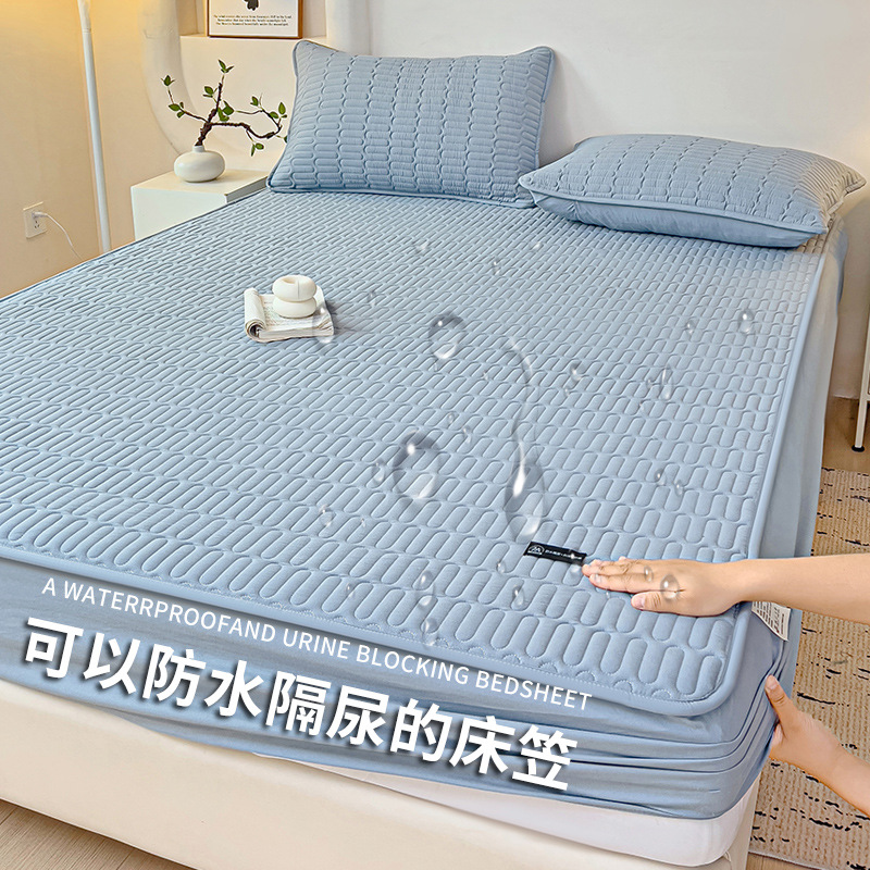 Cubierta de cama impermeable a prueba de orina acolchada acolchada de algodón de clase A personalizada funda protectora de colchón Simmons funda de cama antideslizante de algodón puro a prueba de polvo