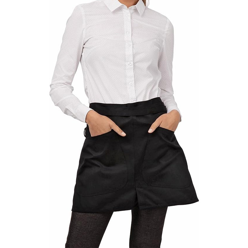 Amazon crossover nuevo delantal corto de media longitud abierto restaurante camarero ropa de trabajo hogar cocina delantal algodón