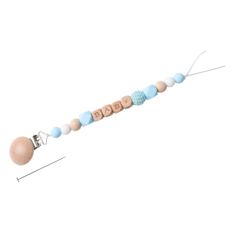 Nueva Haya chupete clip de la Carta BEBÉ silicona octogonal perlas de lana crochet pezón anti-caída de la cadena de bricolaje