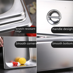 Stainless steel 1/1 portion pot, canteen self-service preservation box 1/2 rectangular serving box with lid square pot